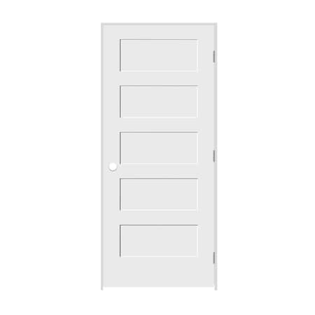 Codel Doors 30" x 80" x 1-3/8" Primed 5-Panel Equal Panel Interior Shaker 6-9/16" LH Prehung Door 2668pri8405LH26D6916